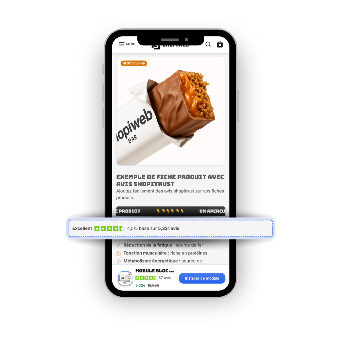 Module Bloc Produit Avis ShopiTrust