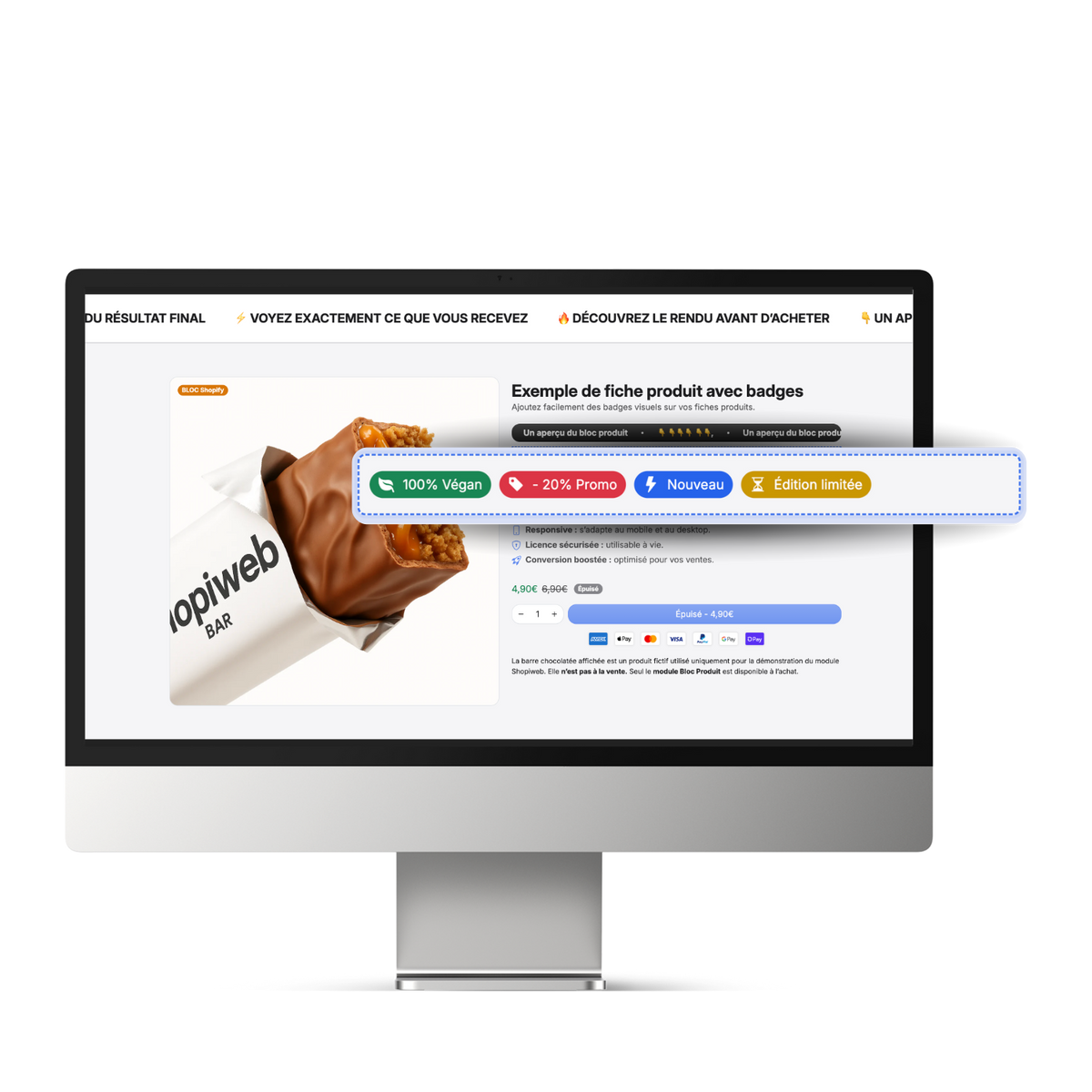 Module Bloc Produit Badges