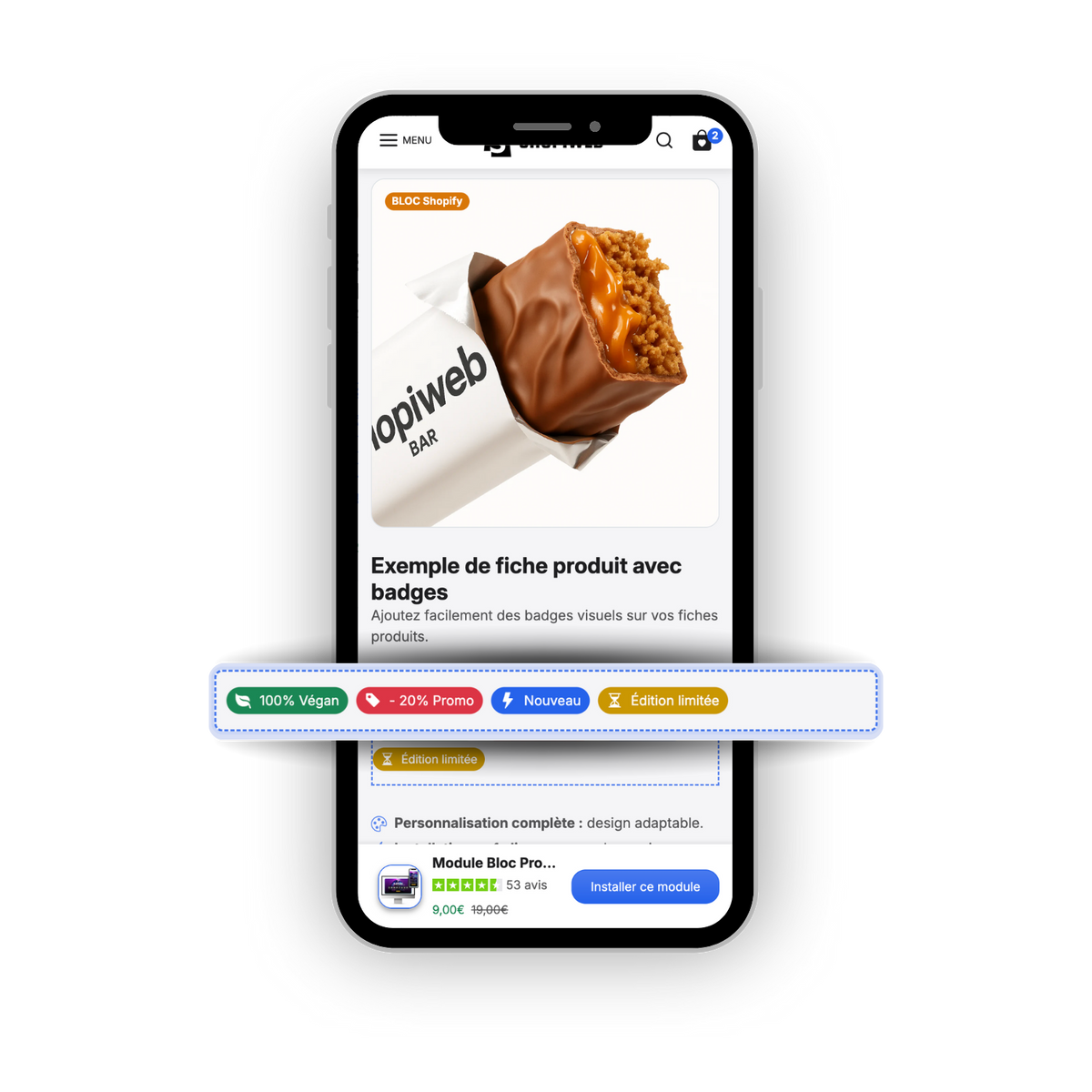 Module Bloc Produit Badges
