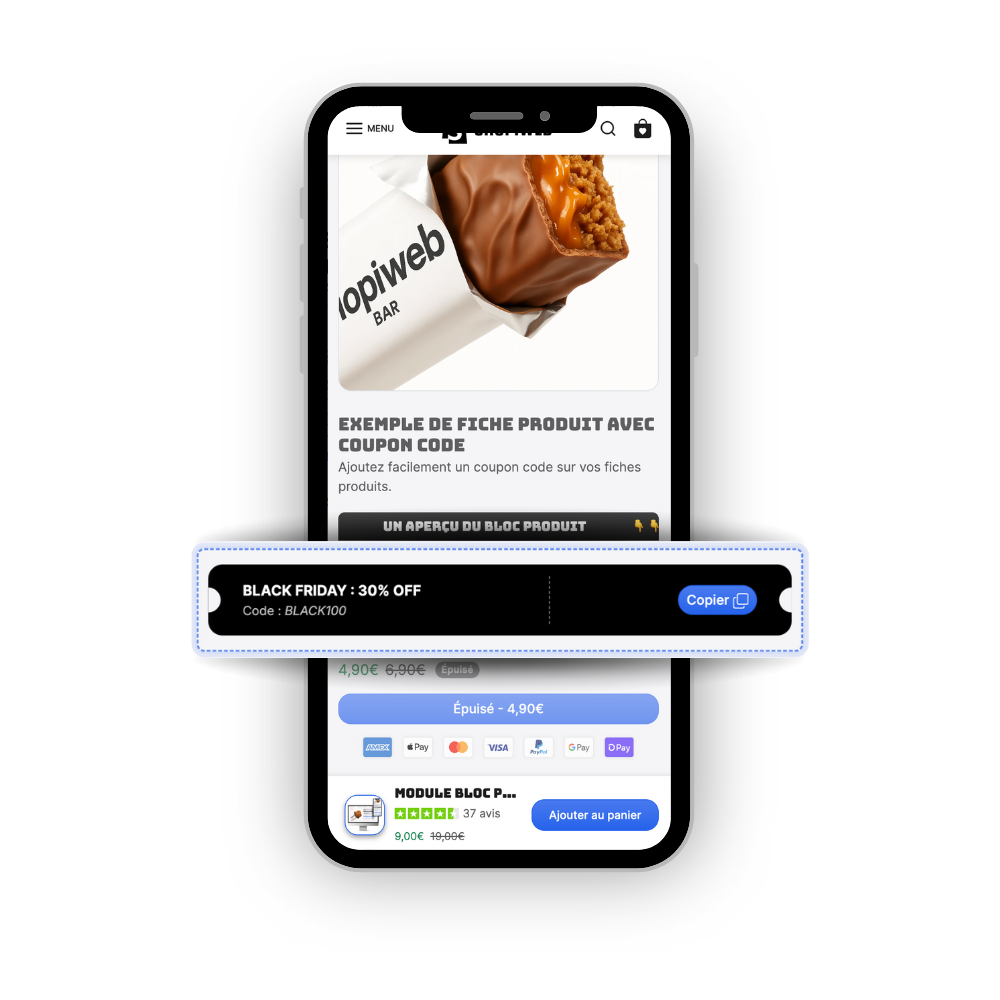 Module Bloc Produit Coupon Code