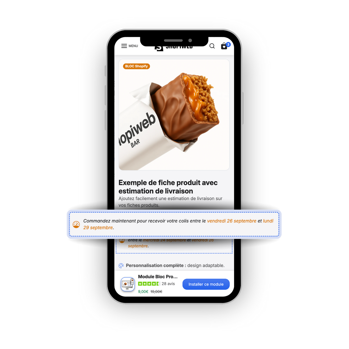 Module Bloc Produit Estimation de Livraison