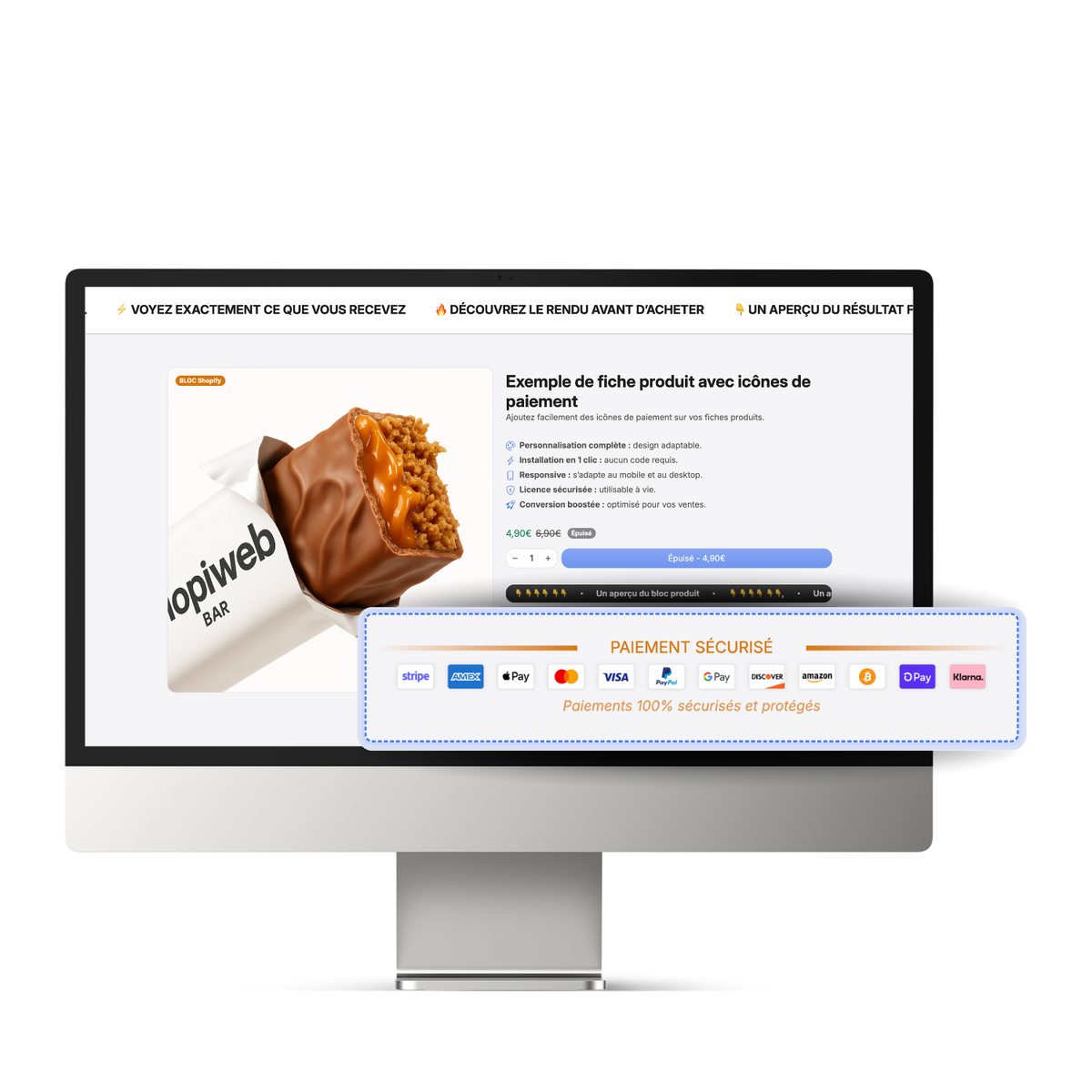 Module Bloc Produit Icônes de Paiement