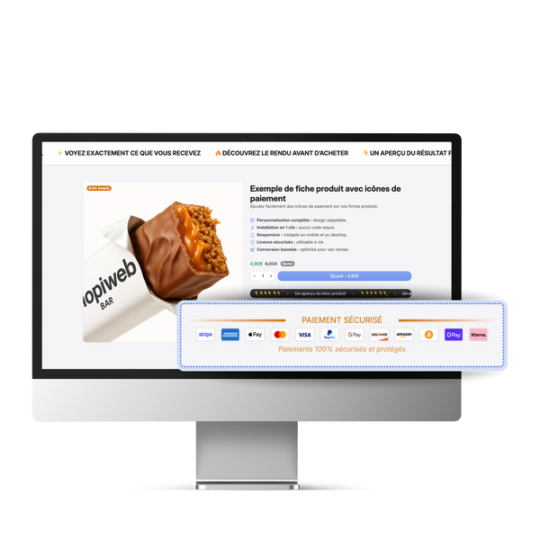 Module Bloc Produit Icônes de Paiement