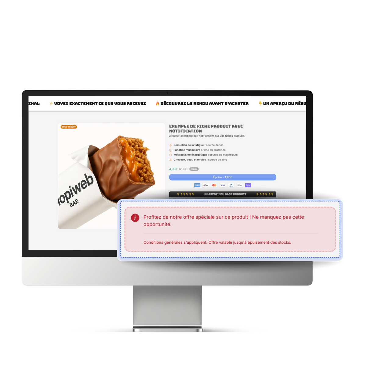 Module Bloc Produit Notification