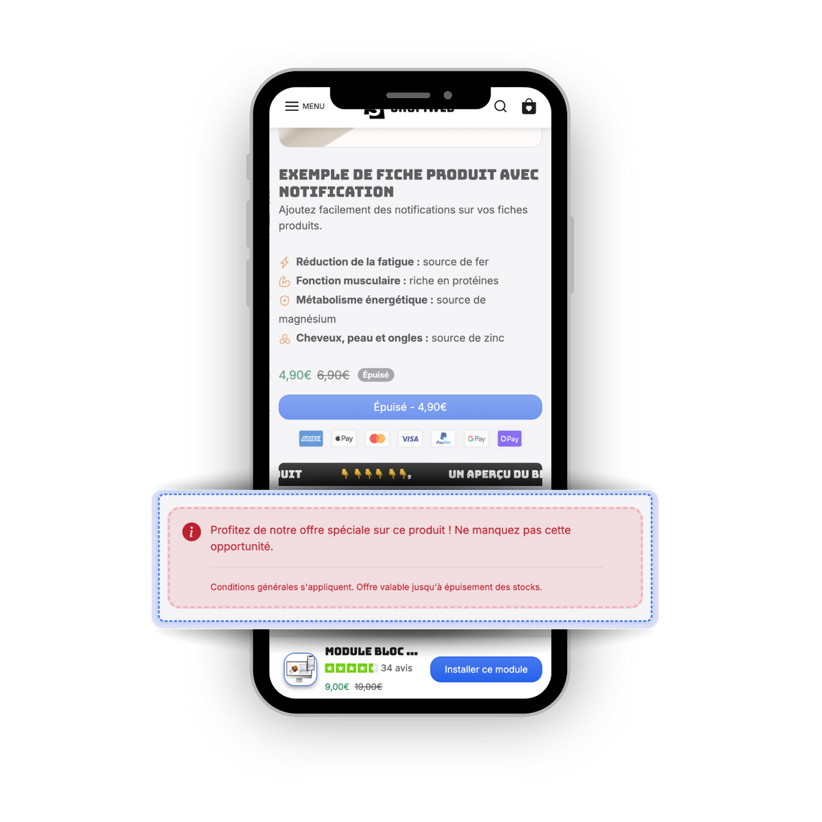 Module Bloc Produit Notification