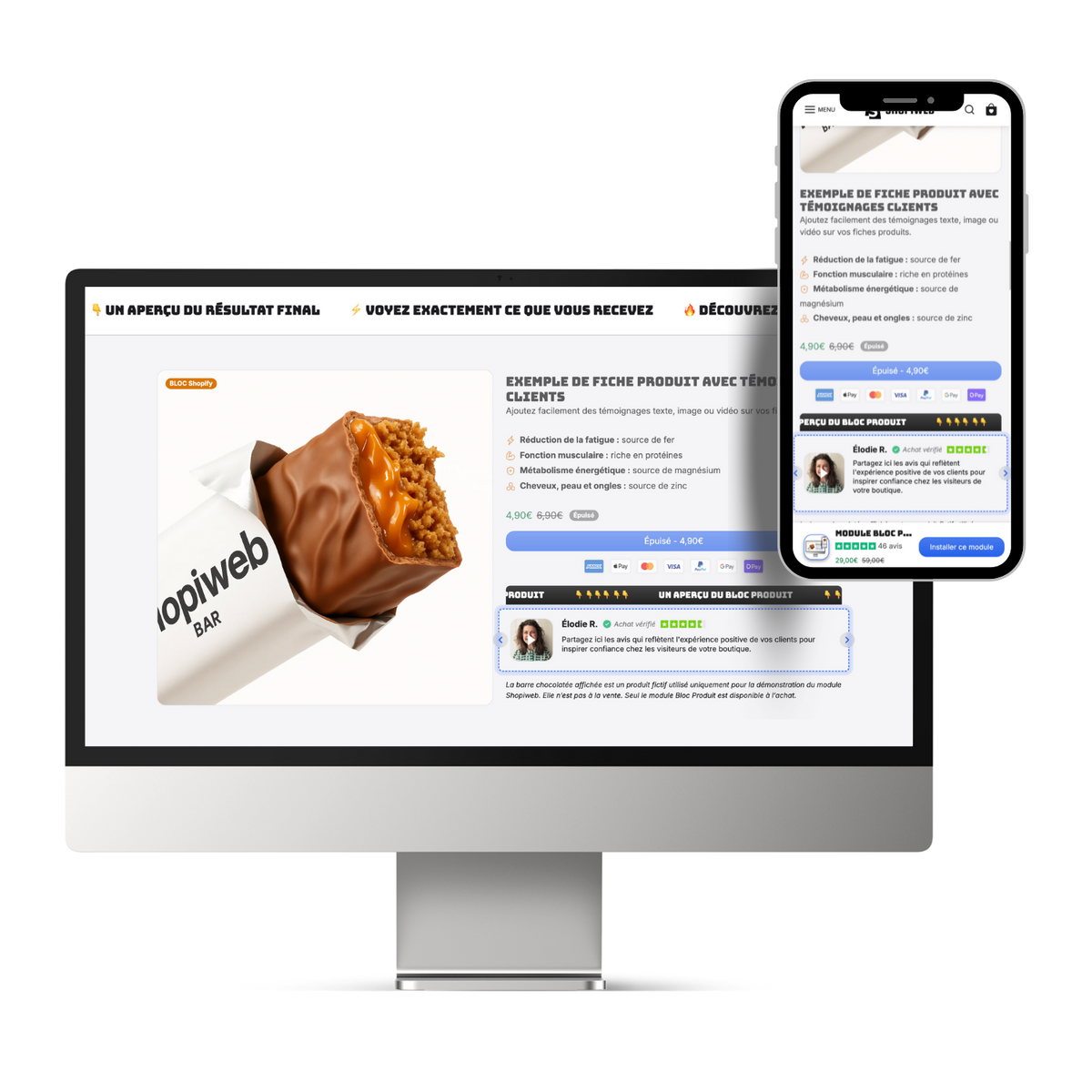 Module Bloc Produit Témoignages